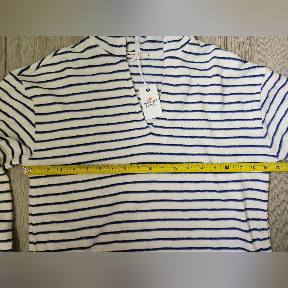 Marine Layer Playa Hoodie Navy Cream Stripe Women's Size S NWT - Picture 3 of 8